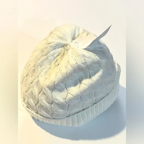 Coach White Knit Beanie with Gold Logo - Picture 16 of 16